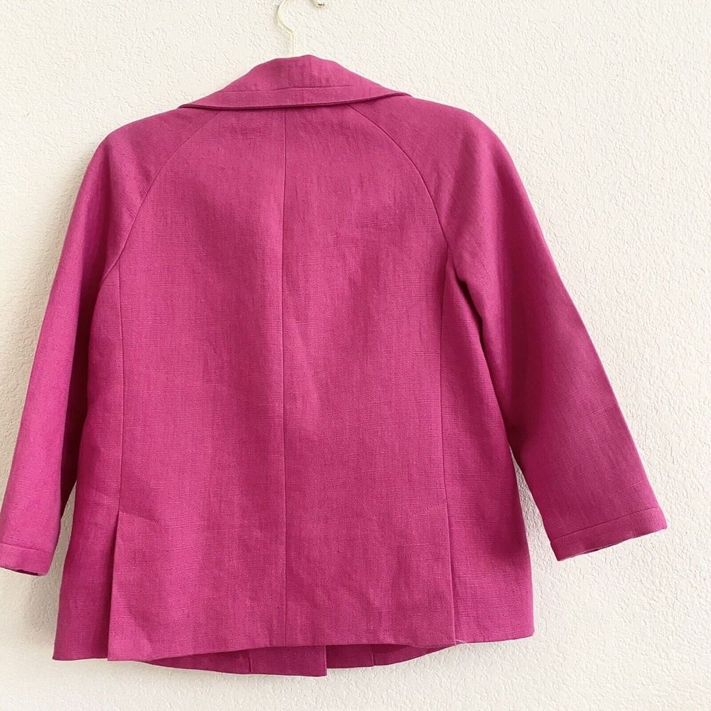 Talbots -Sz 2 Hot Pink Fab Jackie Linen 2 Button Swing Jacket Blazer Linen Coat - Picture 8 of 12